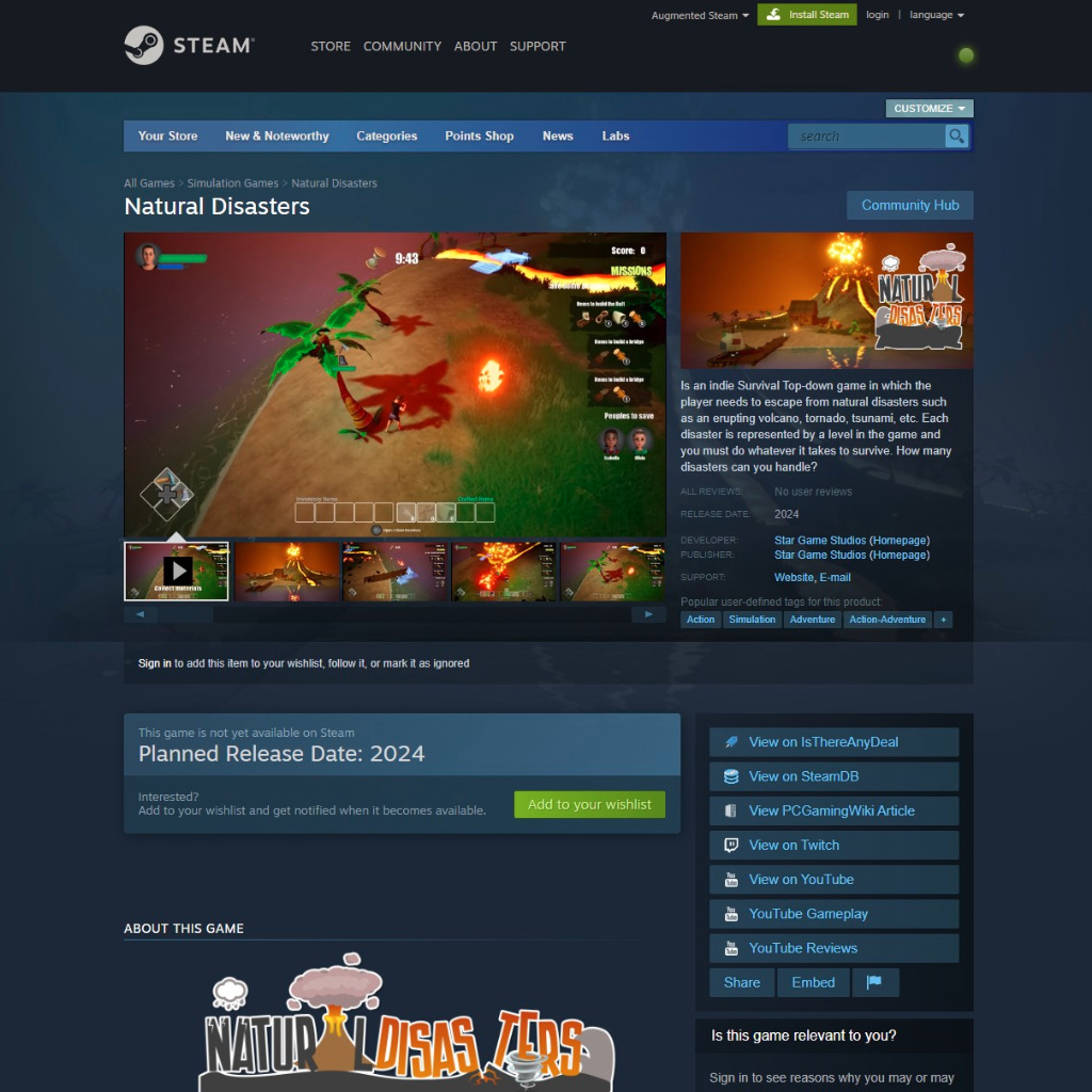 Natural Disaster Steam Page was launched!